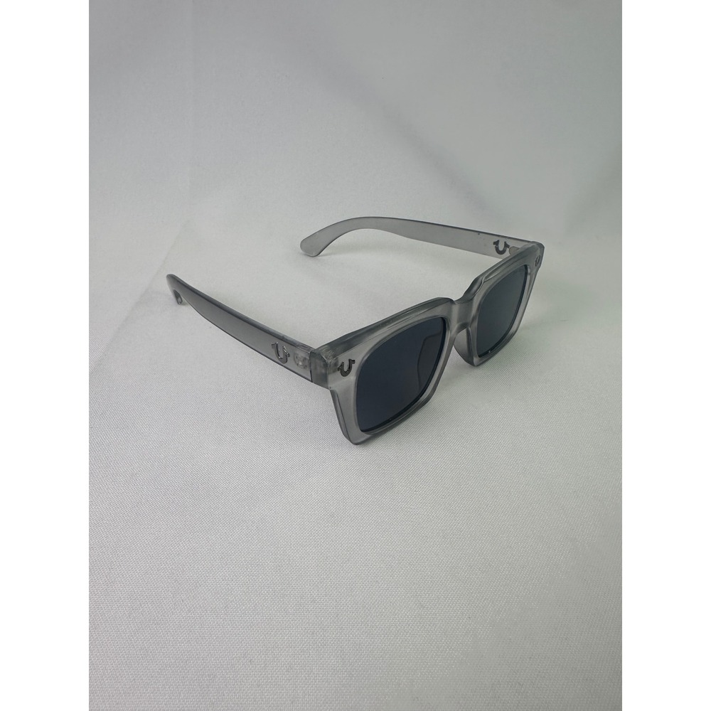 True Religion Sunglasses Grey Smoke Square Translucent Horseshoe Logo Retro Y2K